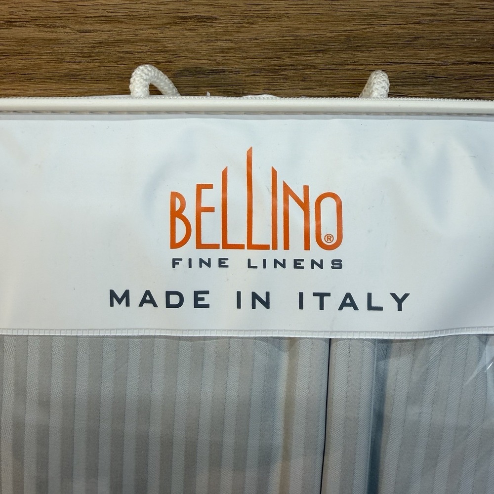 Bellino KING Stripe Sateen Sheet Set 100% Cotton Italy 300TC Gray Silver Sheen - Picture 3 of 9